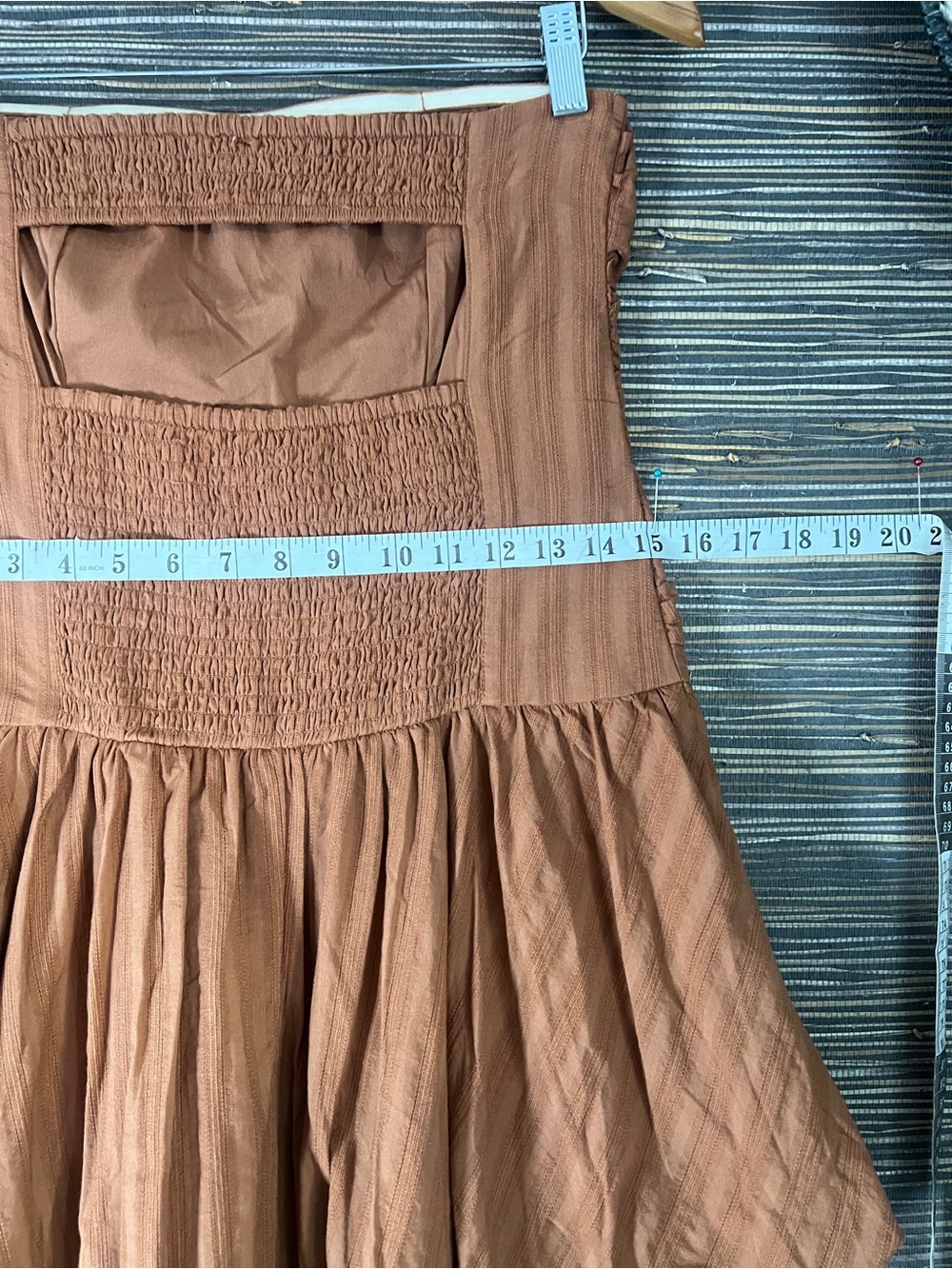 American Eagle Strapless Drop Waist Mini Bubble Dress Brown XS open back - Picture 12 of 17